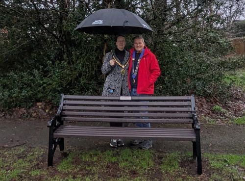 The Mayor of Whitehill and Bordon Town Council Catherine Clark and President of Woolmer Forest Lions John Lewis